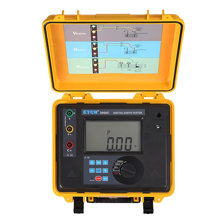 

Digital Ground Resistance Meter Tester with Range 0.01 to 2000ohm Resolution 0.01ohm