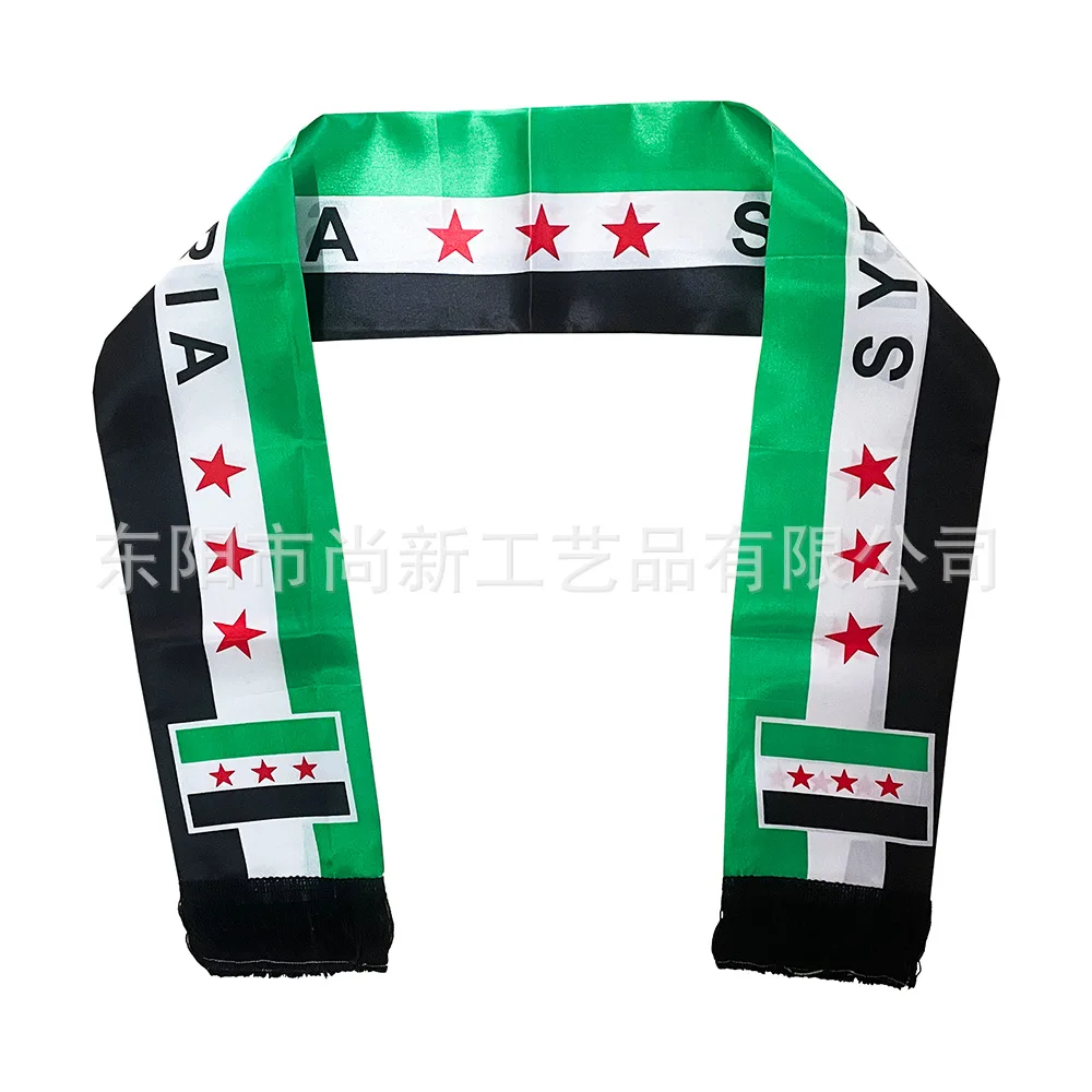 Фото SKY FLAG индивидуальный шарф Сирии 14*135 см сирийская арабская Республика сирийский шарф с тремя звездами баннер для украшения мероприятия №1