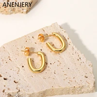 anenjery 316l stainless steel oval stud earrings european and american classic fashion womens earrings jewelry gifts