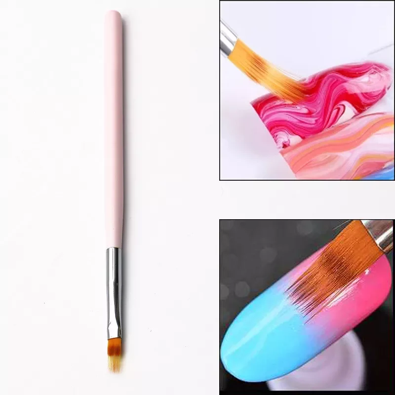 

NEW2023 Pc Gradient UV Gel Pen Drawing Painting Soft Brushes Pink Wood Handle Manicure for Nail Art Pen Transfer DIY Manicure To