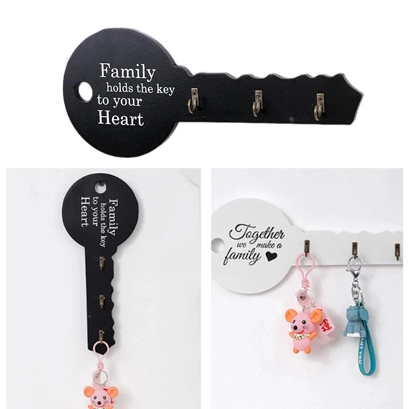 

Retro Wall Mount Hook Wood Key Shape Storage Rack Wall Ornaments Key Hanger Storage Holder Sundries Hooks Home Decor Supplies