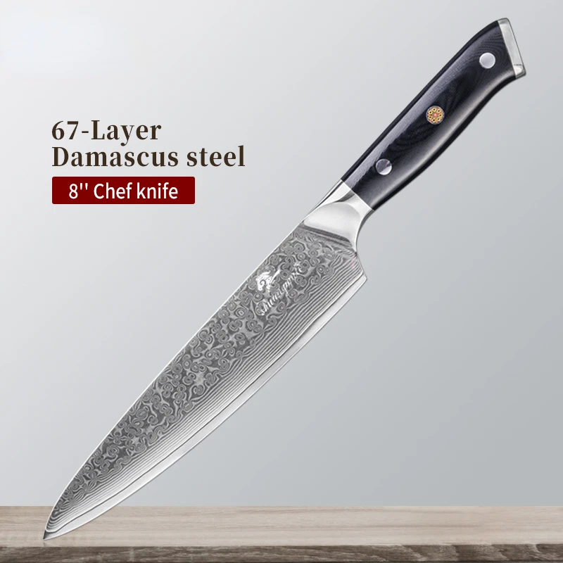 

Shuangmali 8 Inch Cleaver Chef Knives 67 Layer Damascus Steel Slicing Knife Professional Kitchen Cutting Tools Kitchen Knives