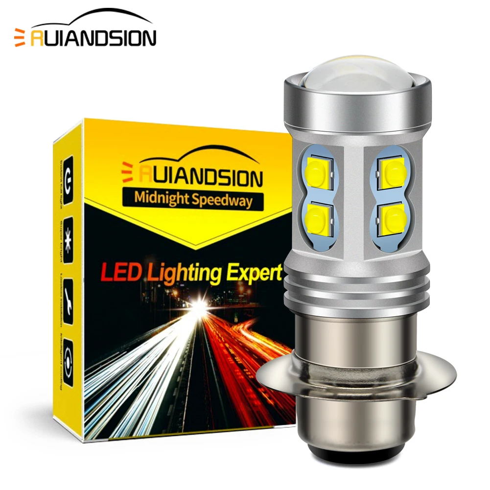 Светодиодные лампы для мотоциклетных фар H6M P15D, 6000 лм, 3535 к