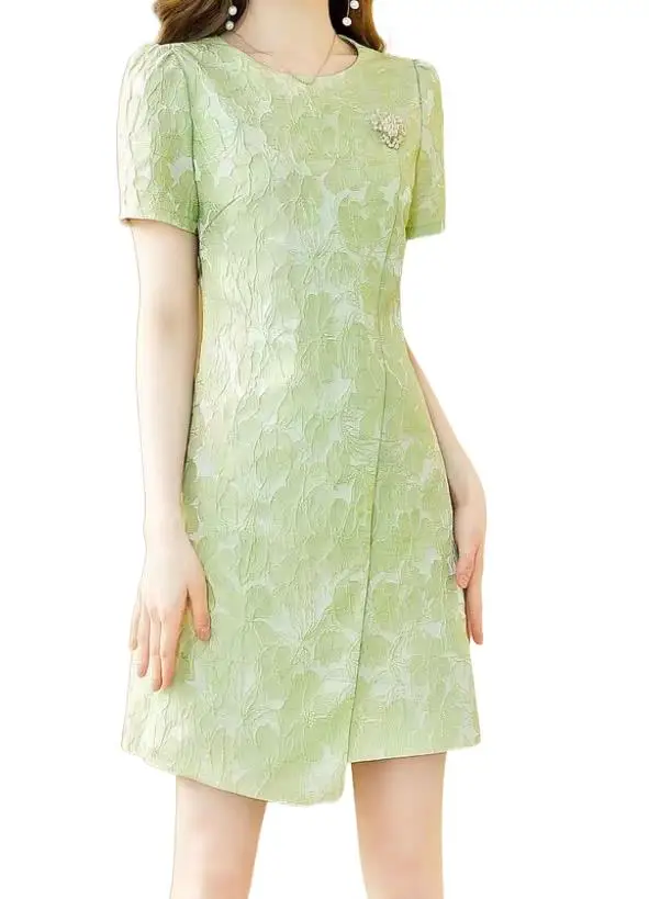 

2023 Women's Clothing New Jacquard Fabric Waist Dress 0830