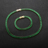 zmfashion colorful zircon jewelry set square shinny full crystal stone choker necklace for women men party luxury fine bracelet