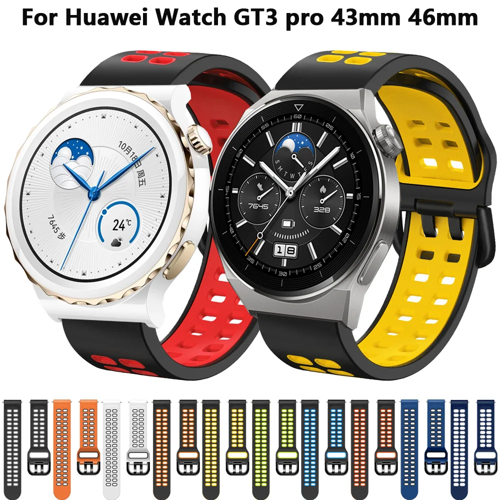 

Ремешок силиконовый для Huawei Watch GT3 GT2 Pro, браслет для смарт-часов 43 мм 46 мм 20 22 мм GT 2 3 Pro Honor Magic 2 42 мм 46 мм Easyfit