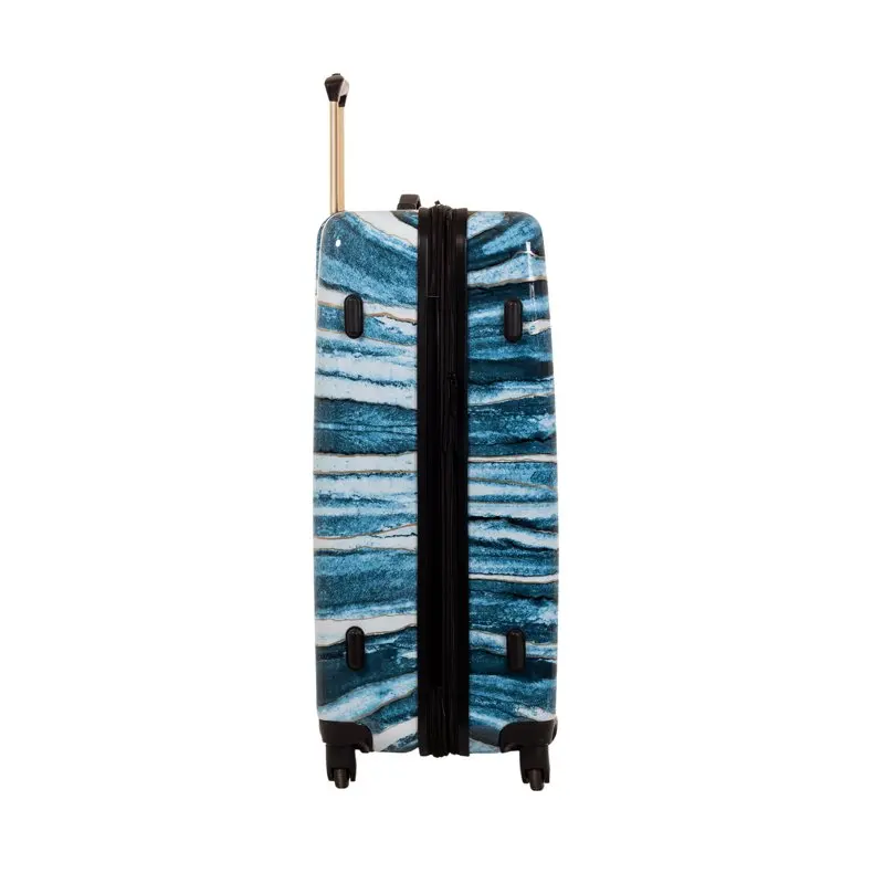 28-inch Hardside Rolling Spinner Checked Luggage, Blue Marble Print