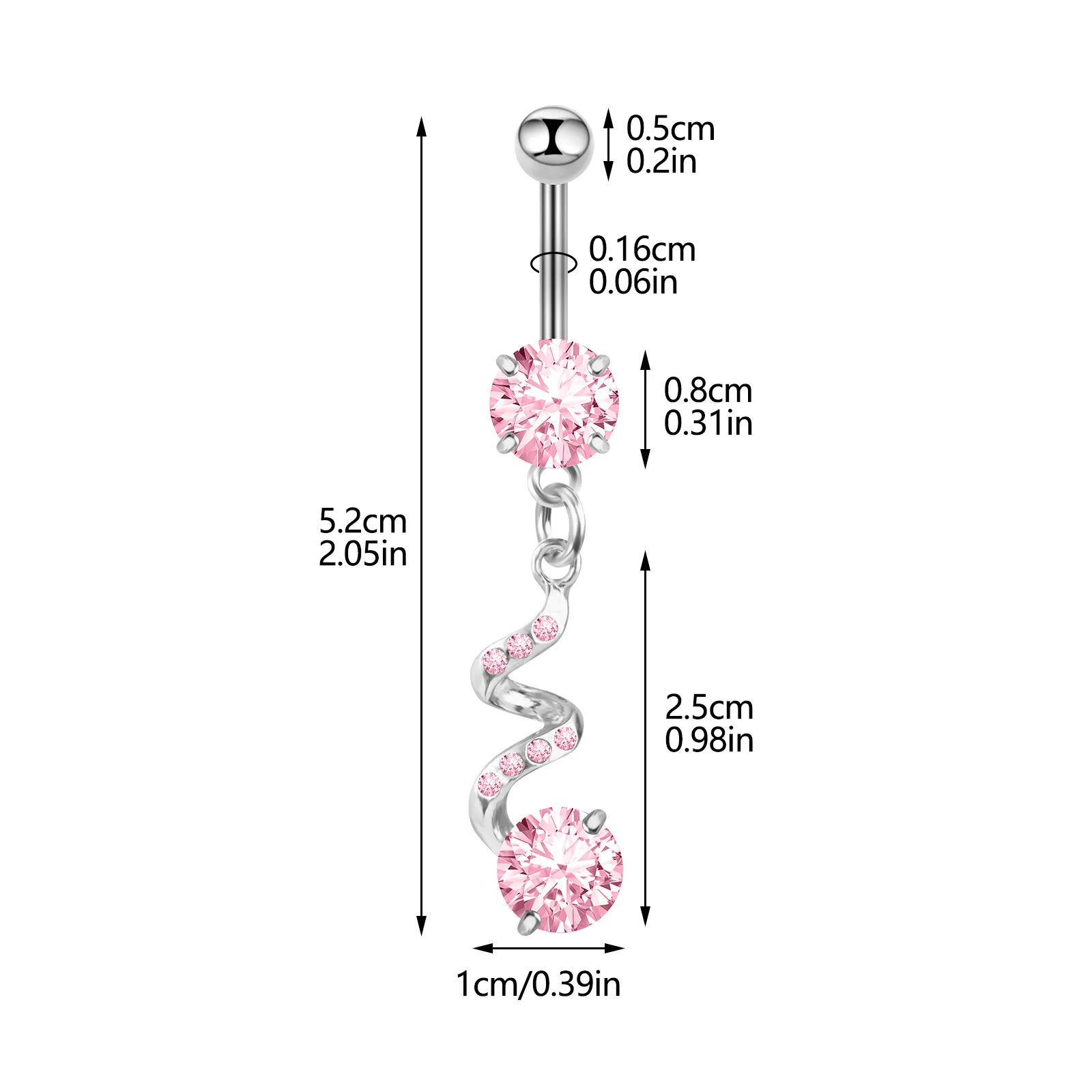 Новое кольцо для пупка с цирконом круглое длинное розовое украшения пирсинга |