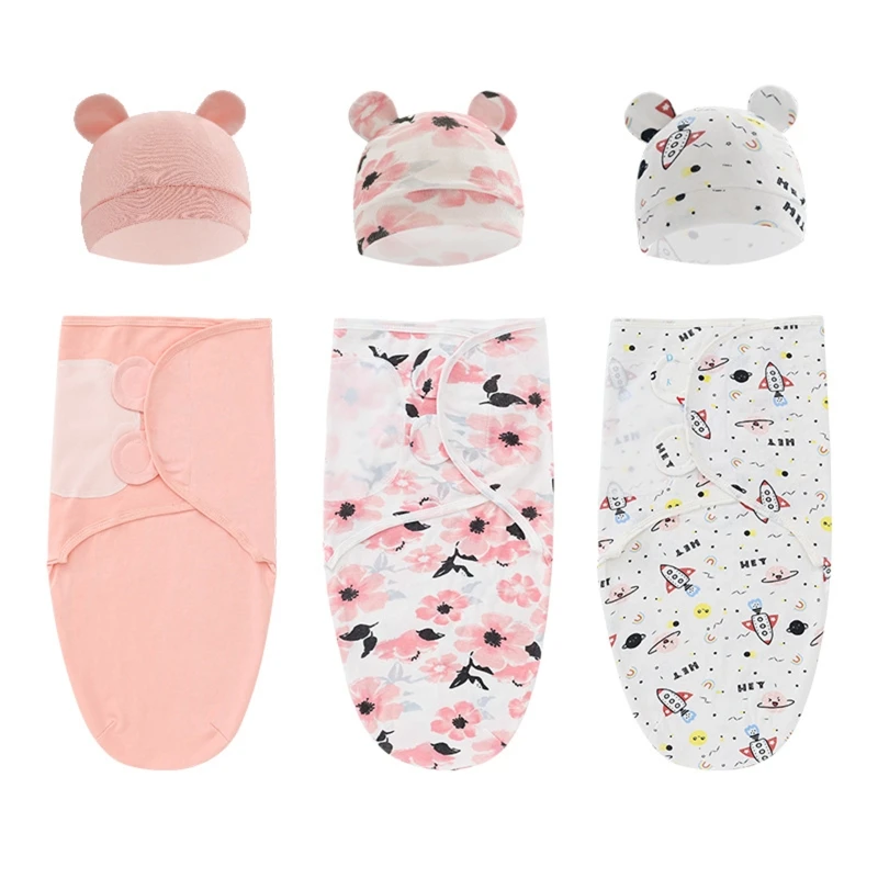 

Soft Cotton Infant Swaddle Muslin Blanket Newborn Baby Wrap Swaddling Blankets Sleeping Bag Hat Outfits Set GXMB