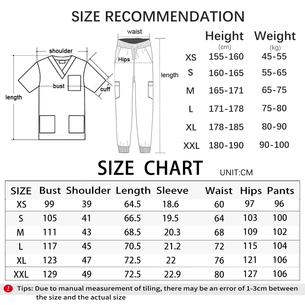 Multicolour Medical Clinical Clothes Jogger Pants+Pockets Top Doctor Dentist Nursing Uniforms Nurse Scrubs Set Surgical Workwear