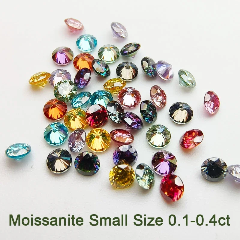 Moissanite Round Shape Small Size 8 Hearts and Arrows Cutting Colored Moissanites Beads for Jewelry Pendant Rings Making