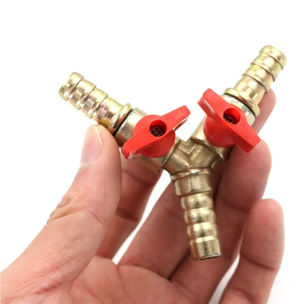 

3/8" 10mm Hose Barb Y Shaped Three Way Brass Shut Off Ball Valve Pipe Fitting Connector Adapter For Fuel Gas Water Oil Air