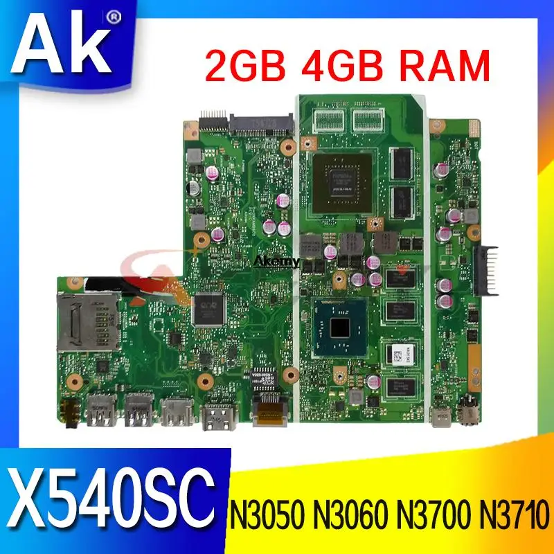 

For Asus X540S X540 X540SC Laptop motherboard 2GB 4GB RAM N3050 N3060 N3700 N3710 CPU X540SC original Notebook mainboard