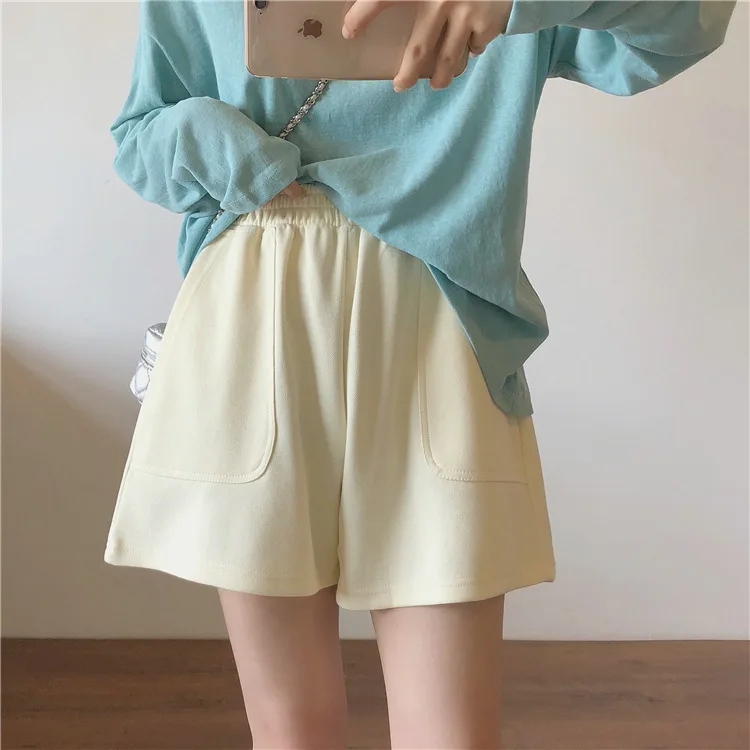Yasuk Spring Summer Fashion Sporty Casual High Waist Slim Loose Shorts Pants Sweet Cool Girl Soft Solid Versatile 2Pcs