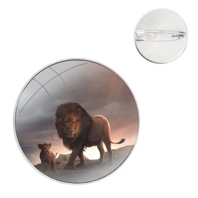 Брошь в виде стеклянного купола с изображением короля льва аксессуары для одежды