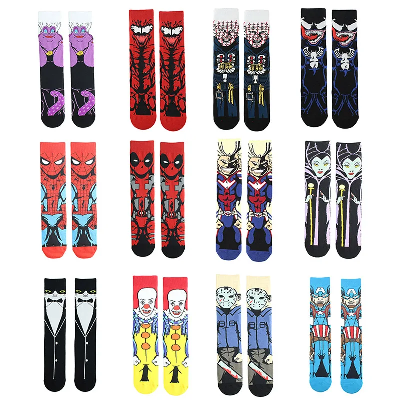 

Disney movie fashion high quality socks anime figure spiderman venom socks men and women cartoon socks casual sports socks