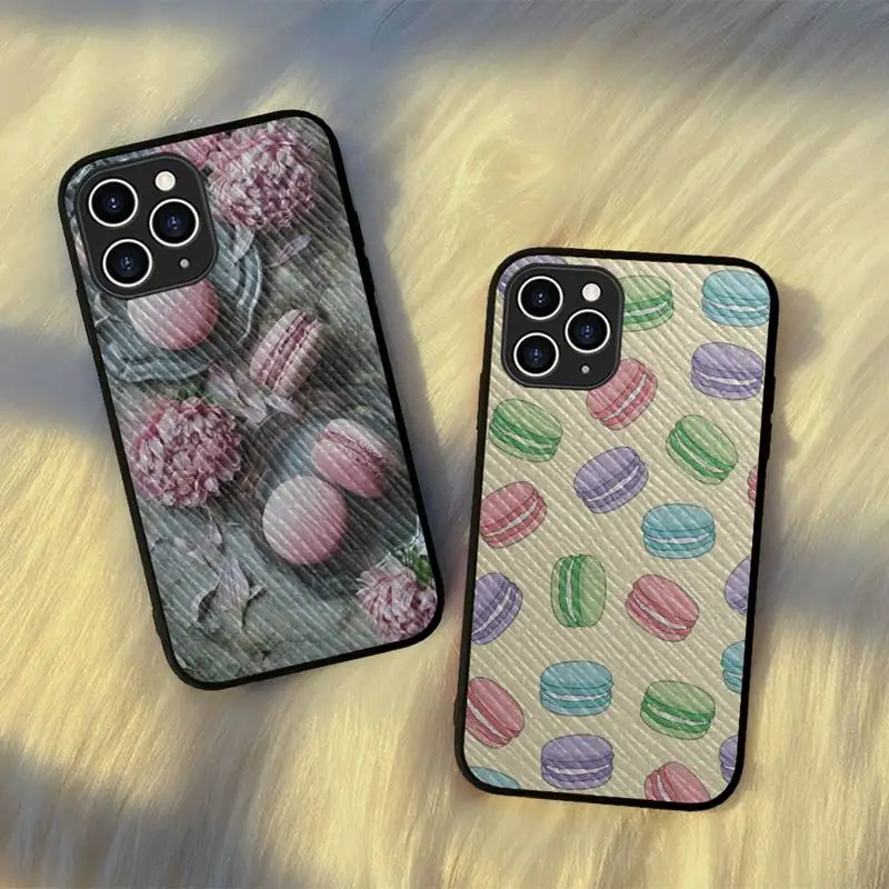 

YNDFCNB Colorful Cake Macaroon Phone Case Hard Leather Case for iPhone 11 12 13 Mini Pro Max 8 7 Plus SE 2020 X XR XS Coque