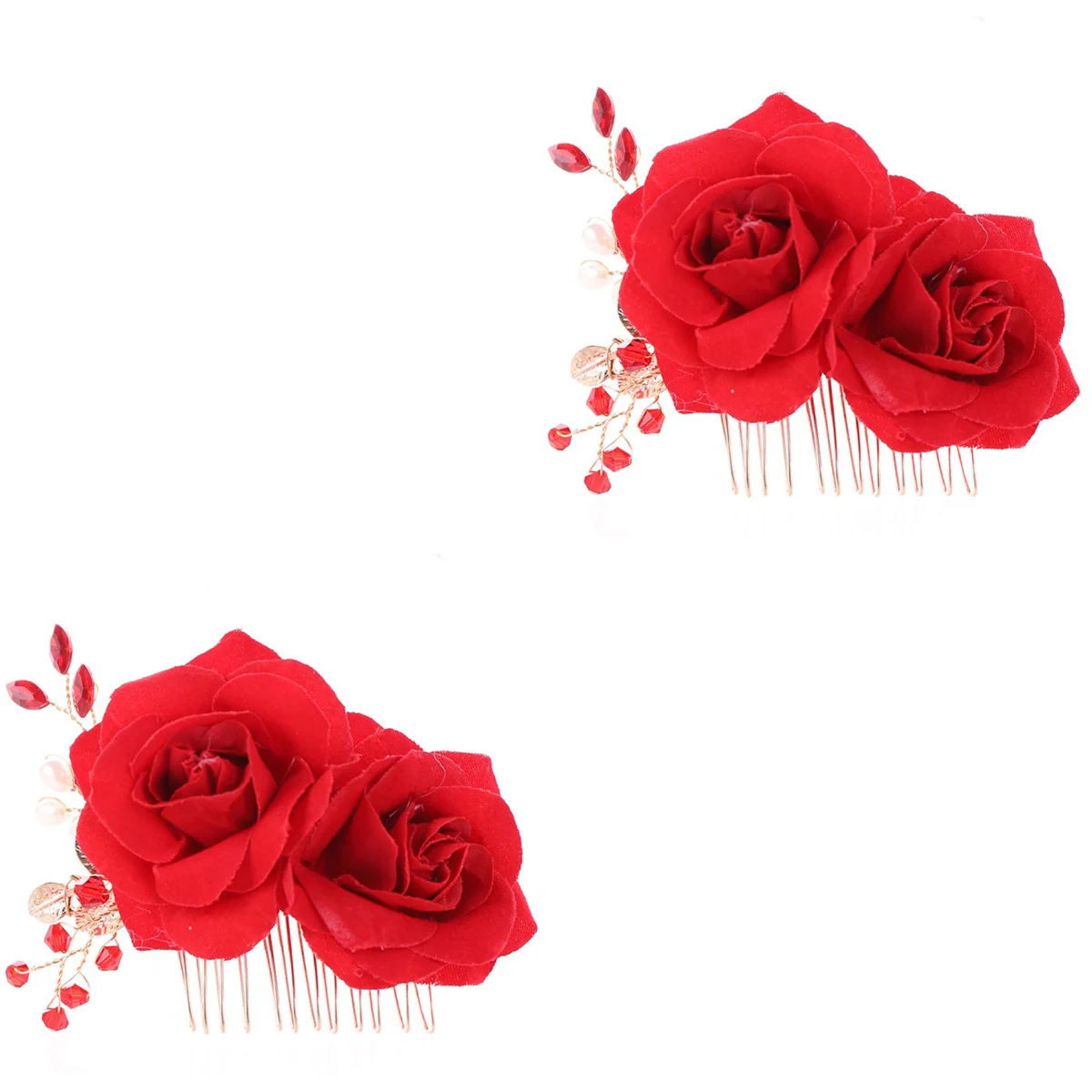 

2 Pcs Flower Hair Comb Bride Headpieces Wedding Women Clip Rose Hairpin Accessories