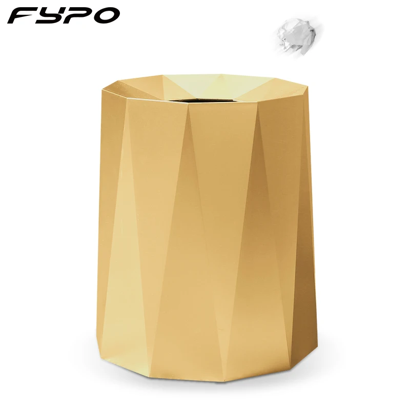 

Golden Luxury Trash Can 12L Large Capacity Without Cover Trash Can Bedroom Office Home Simple Garbage Bin Kitchen Accessorie