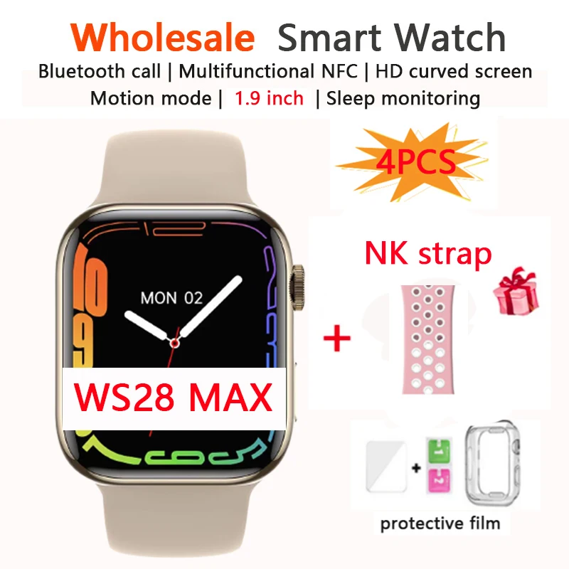 

Смарт-часы WS28 MAX водонепроницаемые, 1,9 дюйма, NFC, с пульсометром, 4 шт.