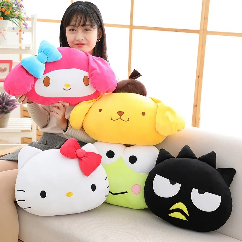 38cm Sanrio Hello Kitty Plush Pom Pom Purin Keroppi Badtz Maru Doll Cartoon Warm Hand Plush Pillow Cushion Stuffed Plushie Toy
