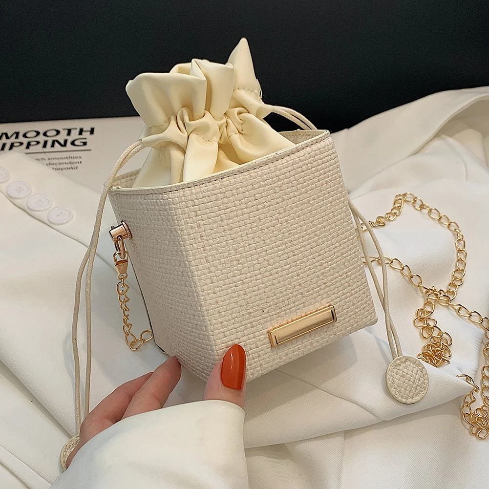 

Box Shape PU Leather Crossbody Bags For Women 2022 Drawstring Sweet Shoulder Handbags Female Travel Summer Cross Body Bag