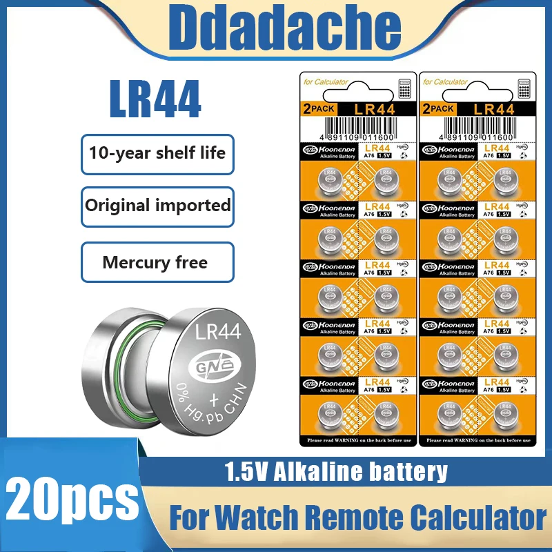 

LR44 A76 AG13 357 357A S76E G13 1.5V Alkaline Batteries For Watch LED Light Clock Toy LR1154 SR1154 SR44 GP76 Button Coin Cell