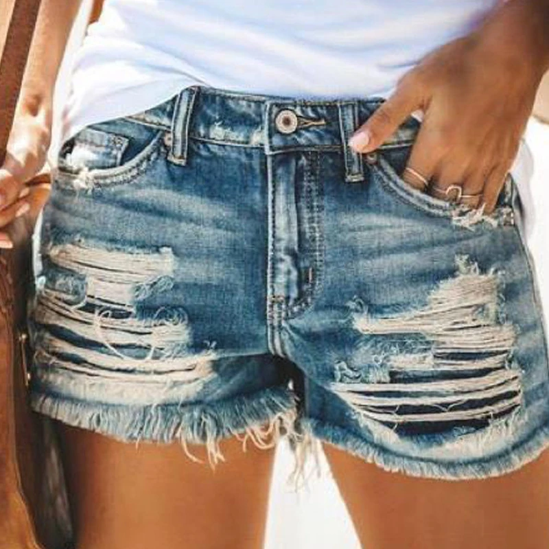 Women Shorts Summer 2022 Fashion Ladies Girls Casual Beach Denim Clothes Hole Straight Jeans Clothing | Женская одежда