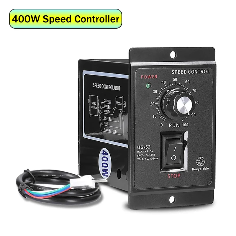 

1Pcs 400W Motor Speed Controller AC 220V Motor Speed Pinpoint Regulator Controller Forward and Backward Motor Governor Controlle