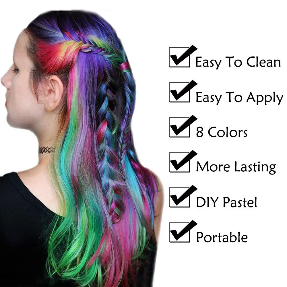 

8 colors New Colorful Paint Pastels Salon Styling Temporary Hair Powder Hair Color Chalk Temporary Hair Spray Hair Dye