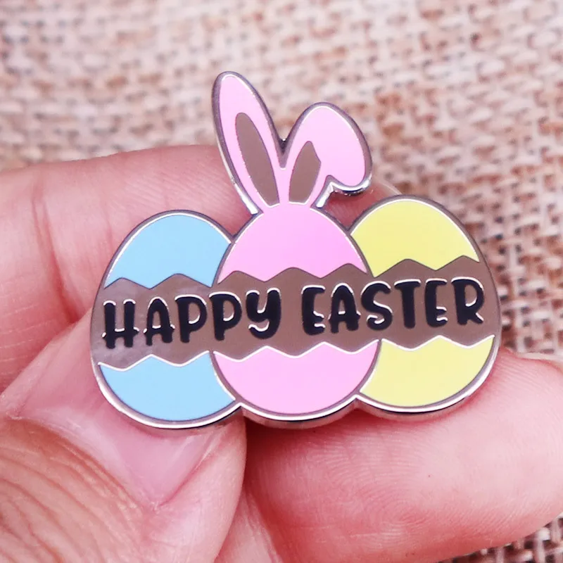 

Cute Cartoon Easter Egg Bunny Hard Enamel Pin Happy Metal Badge Festival Brooch for Jewelry Accessory