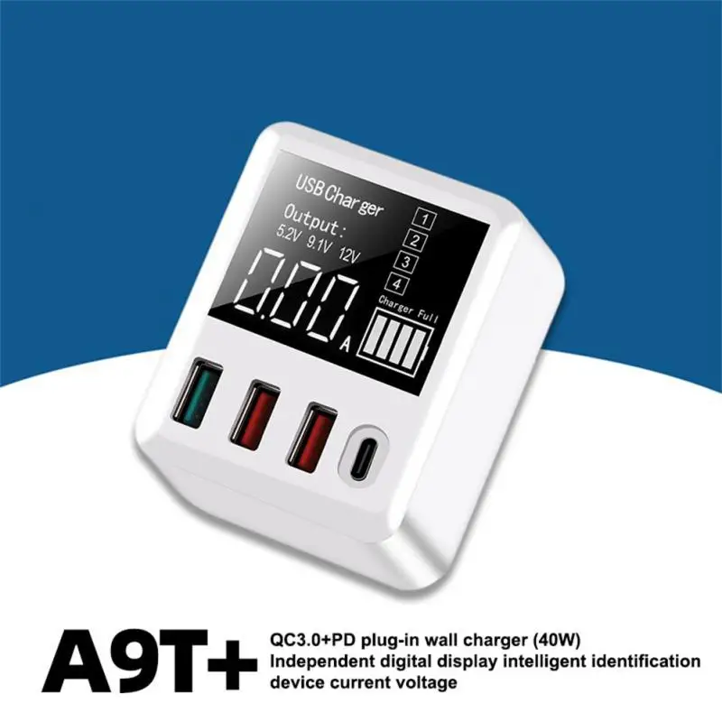 

Multi-port Mobile Phone Charger Smart LED Display Multi-function Charger 40W Fast Charging Head QC3.0 PD Plug-in Wall Charger