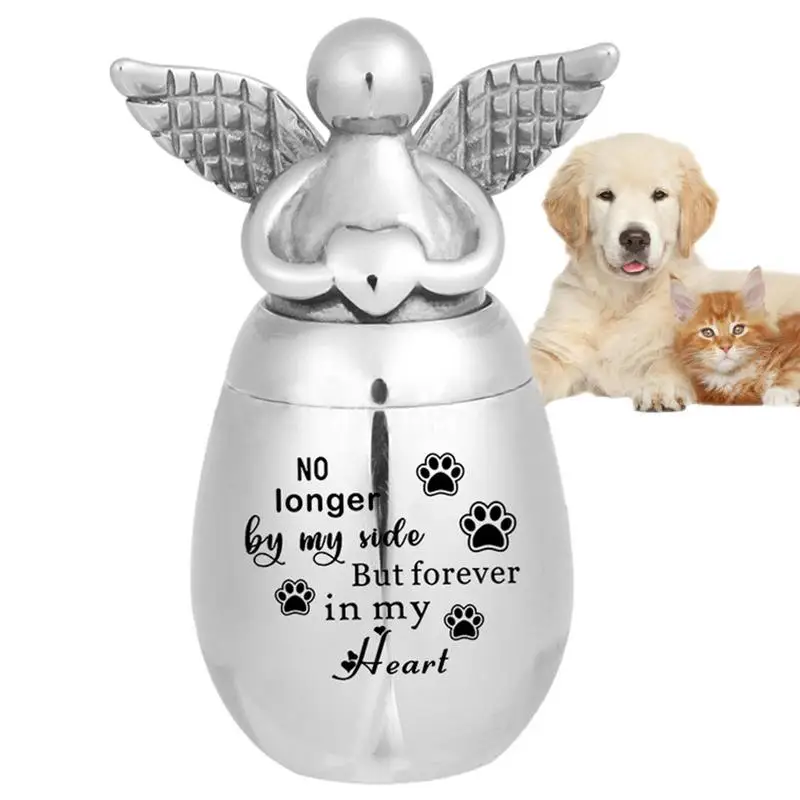 

Dog And Cat Urn Ashes Pot Stainless Steel Silver Angel Head Commemorative Cinerary Pet Dog Cat Cremation Urn Silver Angel Head