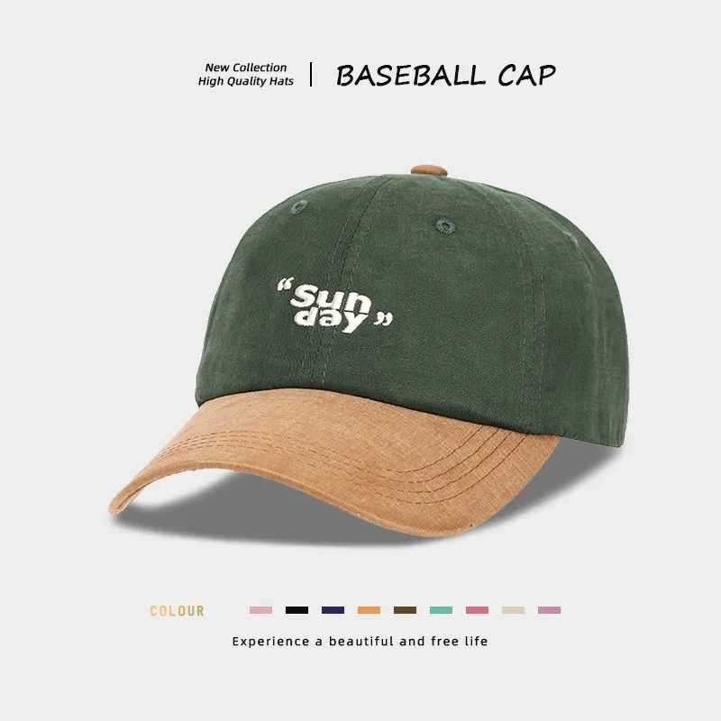 Универсальная бейсбольная кепка контрастного цвета в стиле ретро с вышитыми