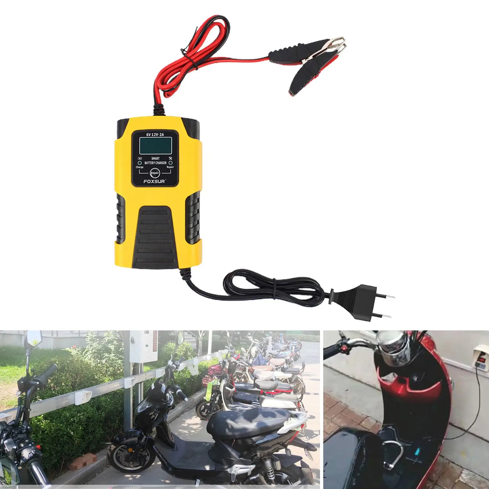 

Fully-Automatic Battery Charger 6V 12V Battery Maintainer Polarity Protection