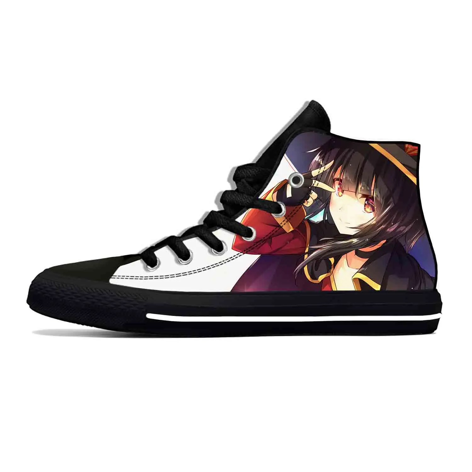 

Hot Japanese Anime Cartoon Manga KonoSuba Megumin Casual Cloth Shoes High Top Lightweight Breathable 3D Print Men Women Sneakers