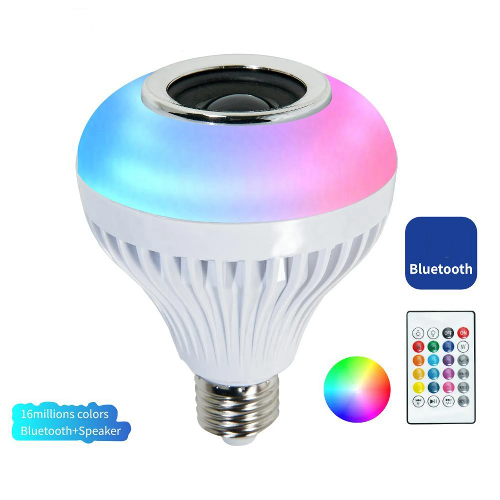 

6500K E27/B22 RGB Bluetooth Light Music Multicolor Changing Light Bulbs with Remote Control / App Control for Home Party