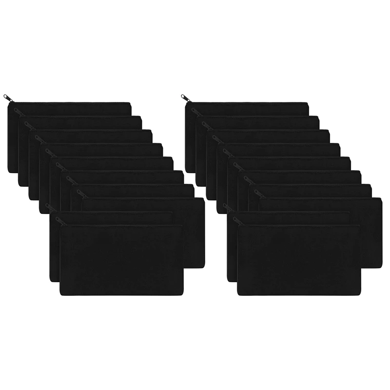 

Холщовые сумки на молнии, 20 шт., холщовые сумки для макияжа, ранцы, черные пустые сумки для поделок «сделай сам» для путешествий, поделок, школы