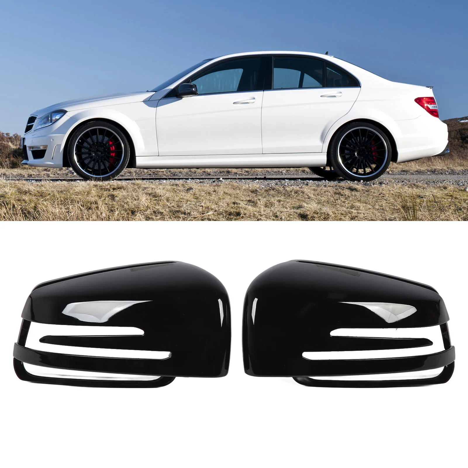 

Rearview Mirror Cover A2128100964 Wing Mirror Cap Replacement For Mercedes-Benz S‑Class W221 C‑Class W204 CLS C218 E‑Class W212
