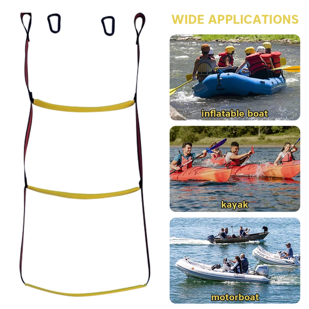 

Reflective Motorboat Durable Accessories Outdoor Portable Inflatable Boat Professional Rope Ladder 3 Step Kayak Canoeing