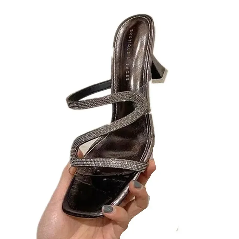 Сексуальные женские Босоножки с открытым носком обувь без шнуровки черные