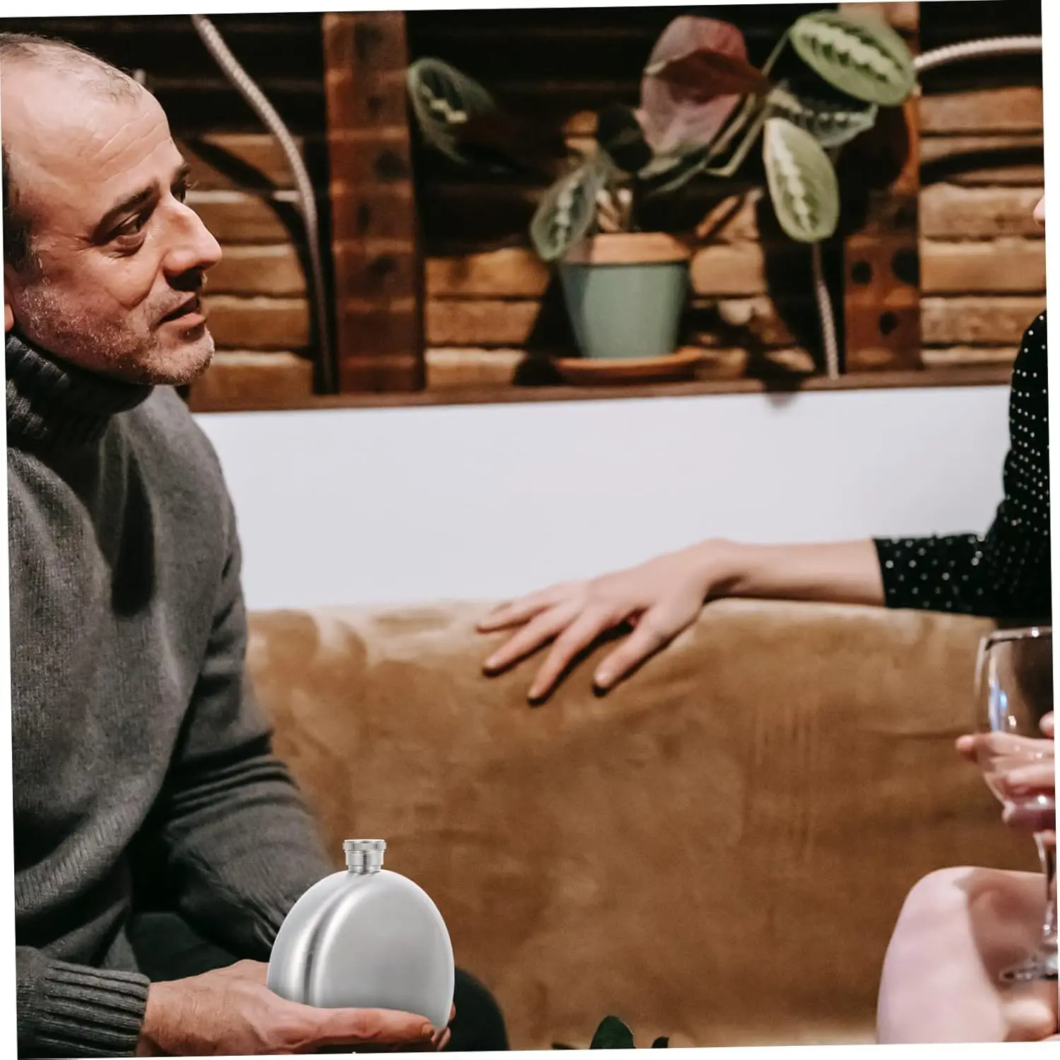 Портативная металлическая фляга для виски и вина с круглым корпусом нержавеющая