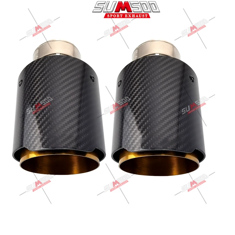 1 шт. Автомобильная выхлопная труба глянцевый углеродный хвостовой конец золотой