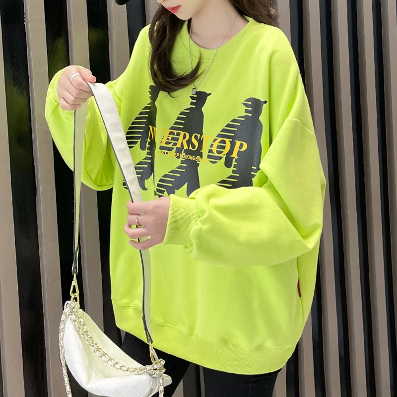 

Korean Wandering Figures Simple Big Top Fashion Brand 2022 Spring Thin Korean Loose Long Sleeve Sweatshirt for Men and Women