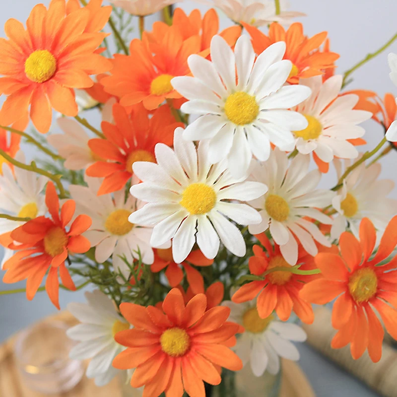 

Artificial Flowers White Yellow Beauty Chrysanthemum 1 Branches Simulation Daisy Fake Flowers Decoration for Home Garden Office