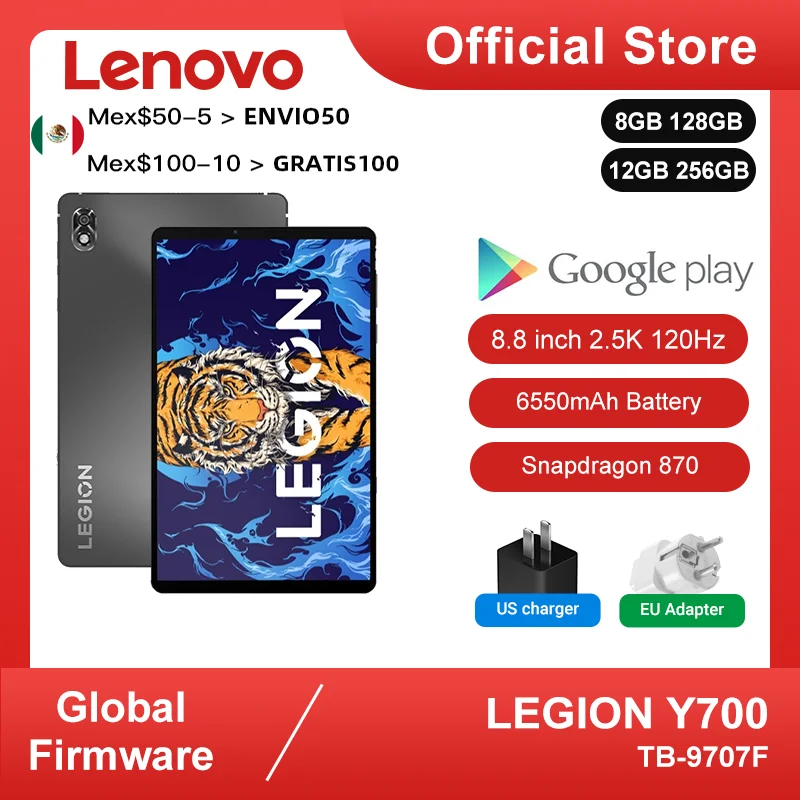 Global Firmware Lenovo LEGION Y700 8GB 128GB Gaming Tablet Legion 8.8 inch 6550mAh 45W Charging 2560*1600 One-handed Tablet