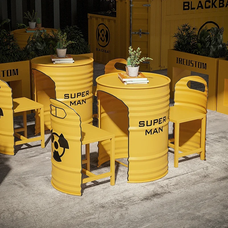 Уличный железный стол и стулья комбинация для барбекю кофейни креативный