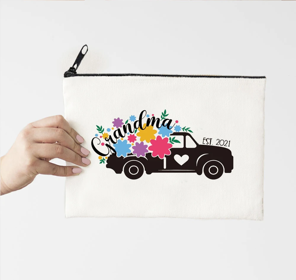 

Grandma Est 2021 Print Women Cosmetic Bags Fashion Cosmetic Organizer Pouch Ladies Makeup Bag Clutch Cute Bag Floral
