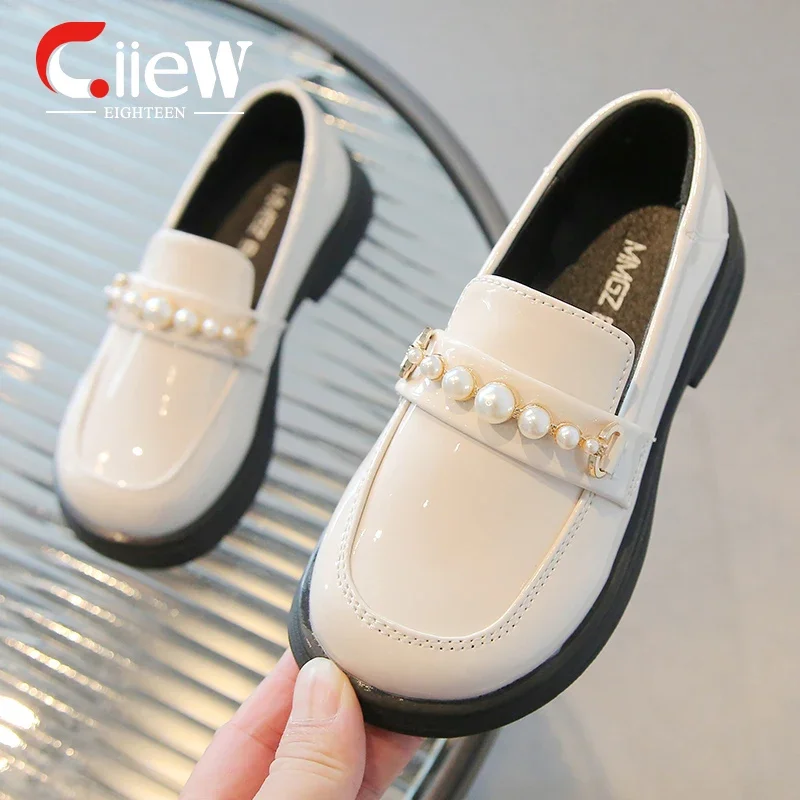 

Туфли детские в британском стиле для девочек, красивые теннисные туфли с украшением из жемчуга, повседневная обувь для свадебной вечеринки, размеры 21-36