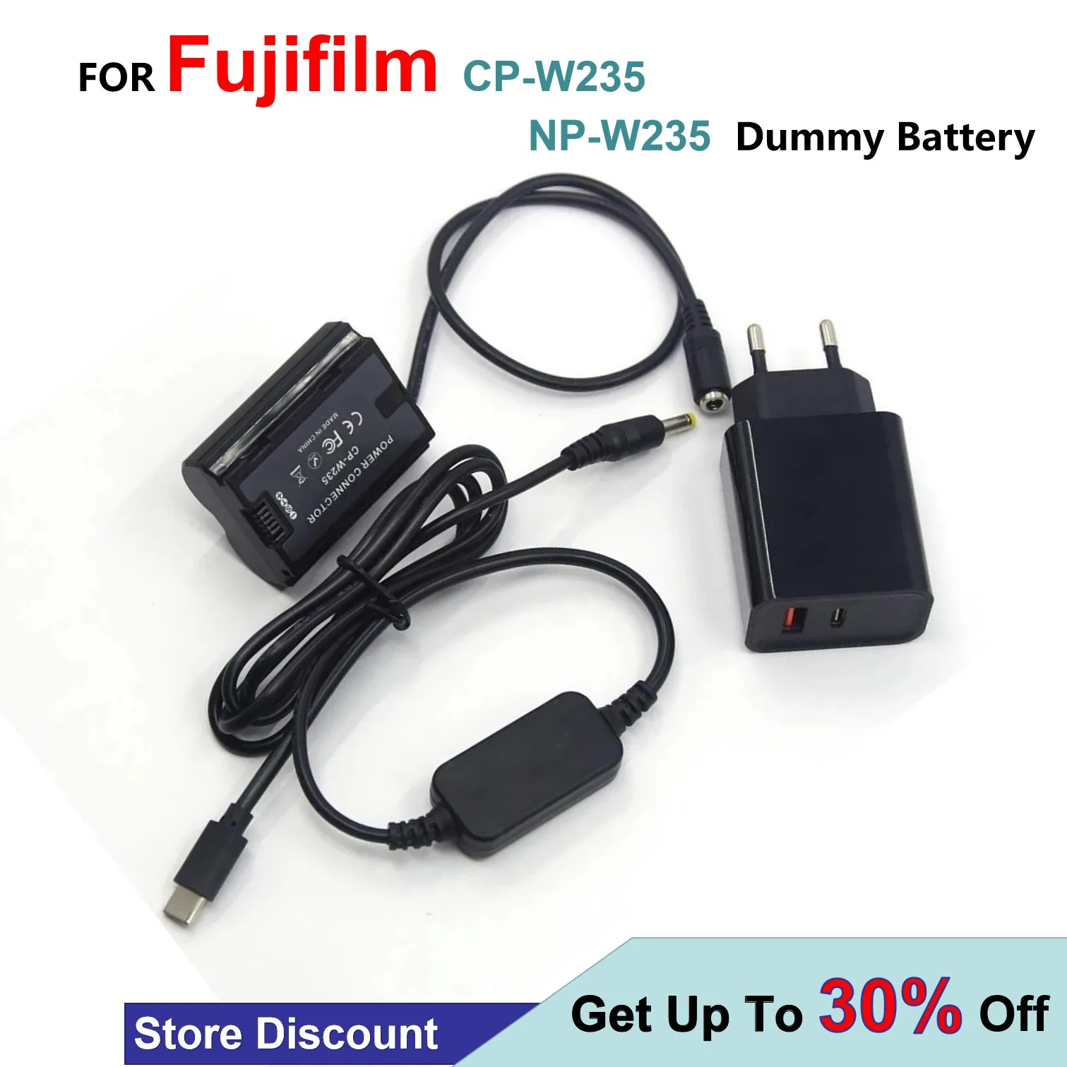 

CP-W235 Dummy Battery + USB Type-C Charger Cable + PD Charger For Fujifilm X-T4 XT4 Digital CamerasT10 X-T2 X-A1 HS33 HS50 EXR